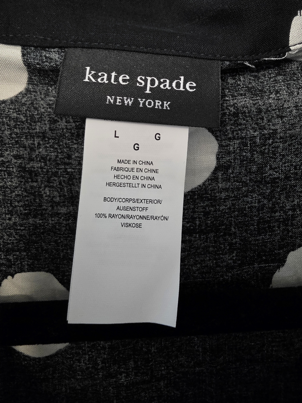 kate spade Black with White Polka Dot Tie-Front Button-Down Shirt - Picture 2 of 5